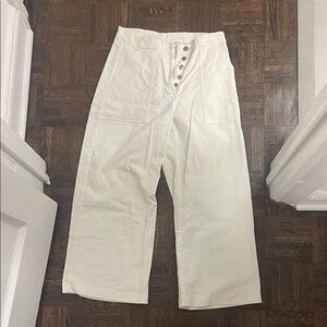 Loup corduroy Wide-Leg Button-Fly Pants in White